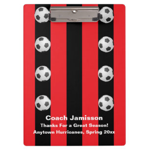 Black and Red Stripe, Thank You Best Soccer Coach, Clipboard