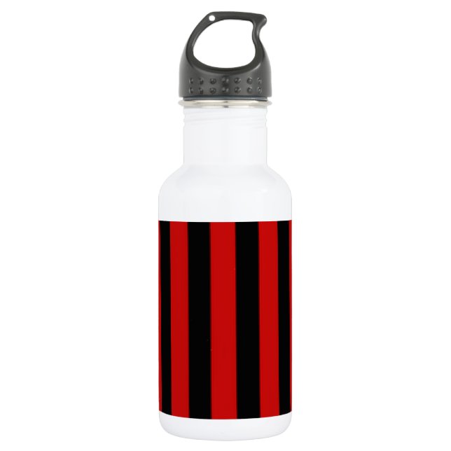 Black and Red Stripe Water Bottle (Front)