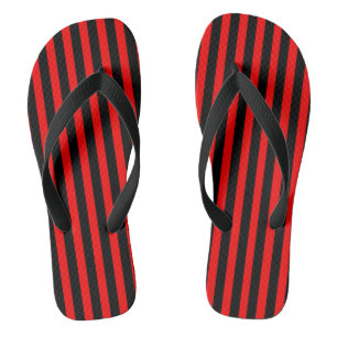 Black and Red Striped Flip Flops