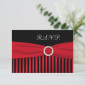 Black and Red Striped Reply Card (Standing Front)