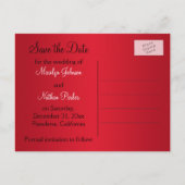 Black and Red Striped Save the Date Postcard (Back)