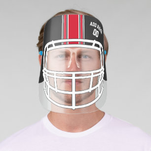 Black and Red Stripes Football Helmet Custom Name Face Shield