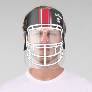 Black and Red Stripes Football Helmet Custom Name Face Shield