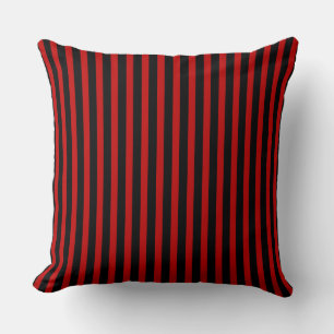 Black and Red Stripes Throw Pillow