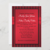 Black and Red Stripes with White Wedding Invite (Back)