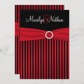 Black and Red Stripes with White Wedding Invite (Front/Back)