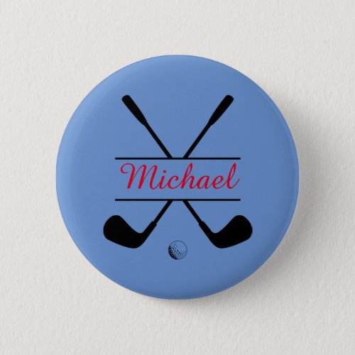 Black and Red Stylish Logo and Name Golf Player Button