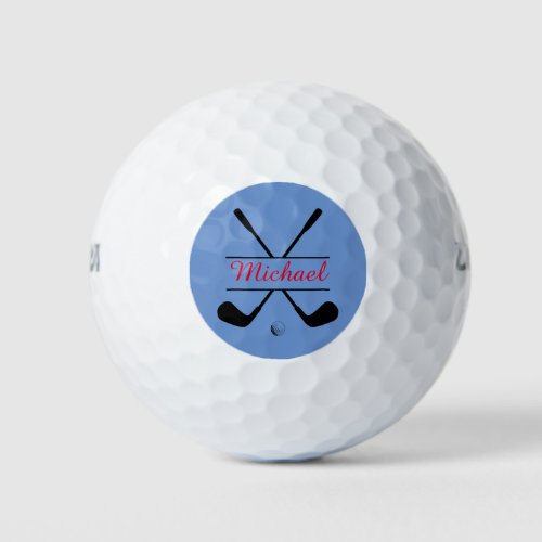 Black and Red Stylish Logo and Name Golf Player Golf Balls