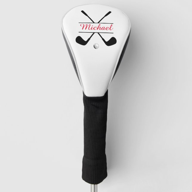 Black and Red Stylish Logo and Name Golf Player Head Cover (Front)