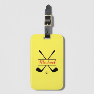 Black and Red Stylish Logo and Name Golf Player Luggage Tag