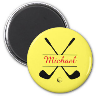 Black and Red Stylish Logo and Name Golf Player Magnet