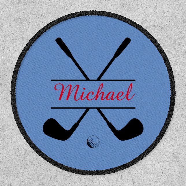 Black and Red Stylish Logo and Name Golf Player Patch (Front)
