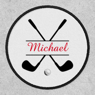 Black and Red Stylish Logo and Name Golf Player Patch