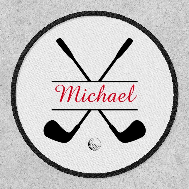 Black and Red Stylish Logo and Name Golf Player Patch (Front)