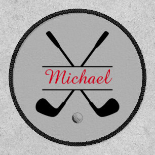 Black and Red Stylish Logo and Name Golf Player Patch
