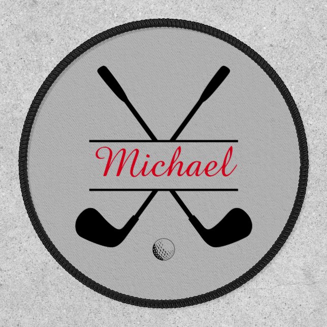 Black and Red Stylish Logo and Name Golf Player Patch (Front)