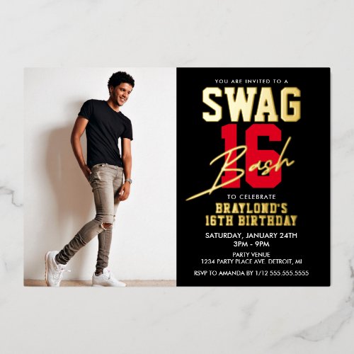Black and Red Swag 16 Birthday