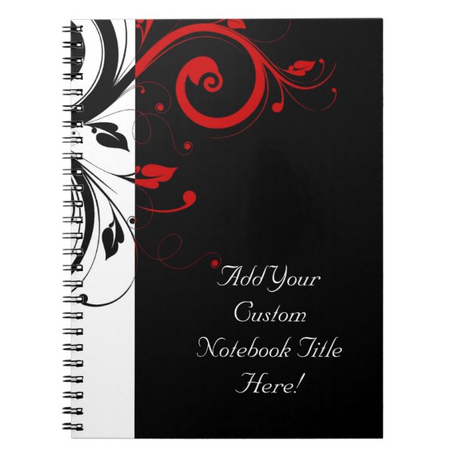 Black and Red Swirly Vines Notebook (Front)