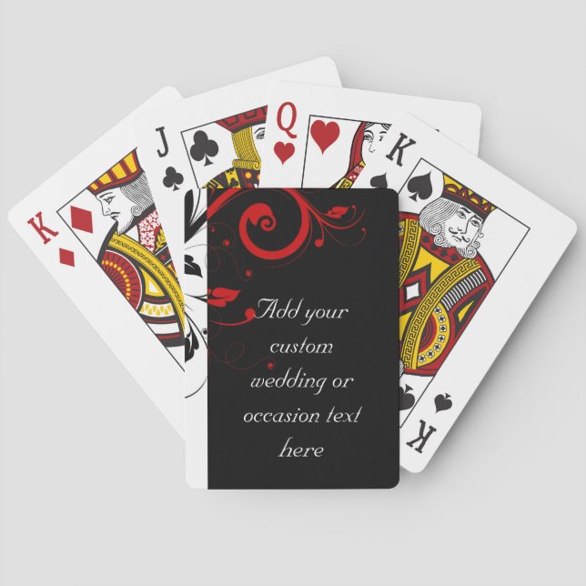 Black and Red Swirly Vines Poker Cards (Back)