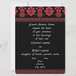 Black and Red Tatreez Wedding Invitation
