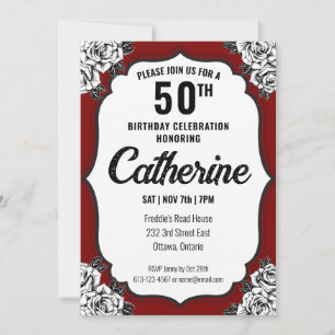Black and Red Tattoo  Birthday Invitation