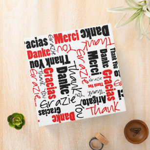 Black and Red Thank You Word Cloud Binder