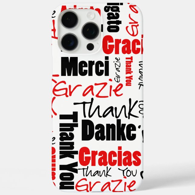 Black and Red Thank You Word Cloud Case-Mate iPhone Case (Back)