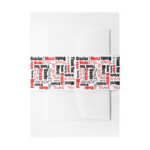 Black and Red Thank You Word Cloud Invitation Belly Band