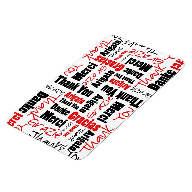 Black and Red Thank You Word Cloud Magnet (Left Side)