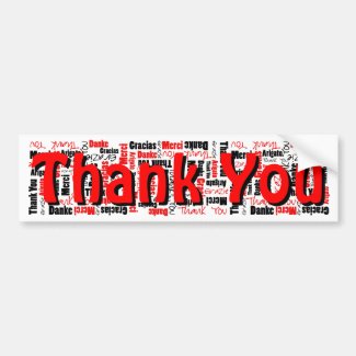 Black and Red Thank You Word Cloud Template Bumper Sticker