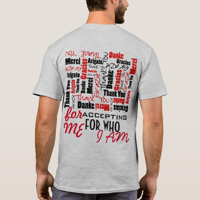 Black and Red Thank You Word Cloud Template T-Shirt (Back)