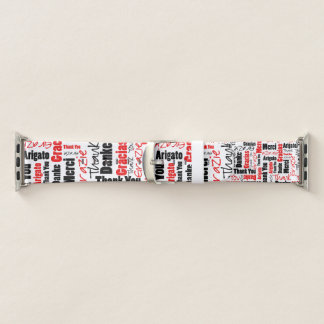 Black and Red THANK YOU Word Collage Apple Watch Band