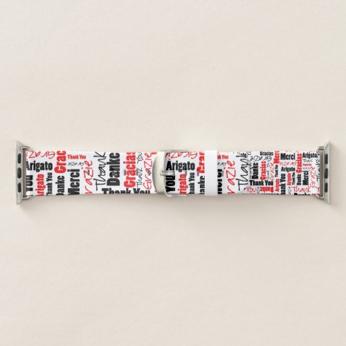 Black and Red THANK YOU Word Collage Apple Watch Band