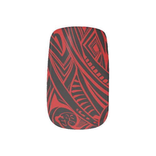 Black And Red Tribal Abstract Minx Nail Art