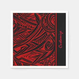 Black And Red Tribal Abstract  Napkins