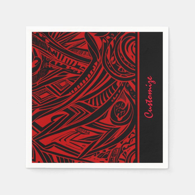 Black And Red Tribal Abstract  Napkins (Front)
