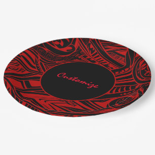 Black And Red Tribal Abstract  Paper Plates