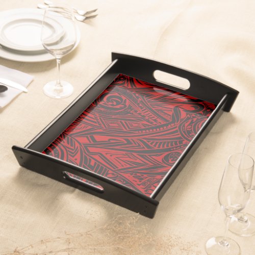 Black And Red Tribal Abstract Serving Tray