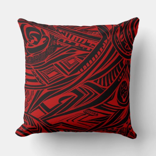 Black And Red Tribal Abstract Throw Pillow