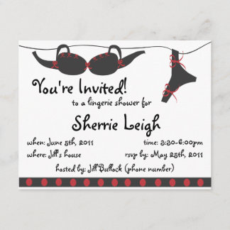Black and red undies bridal shower invitation