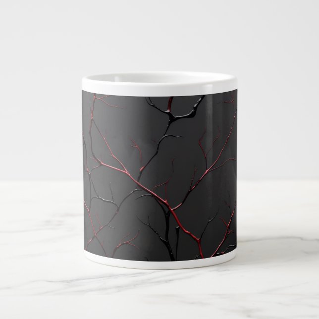 Black and Red Veins Giant Coffee Mug (Front)