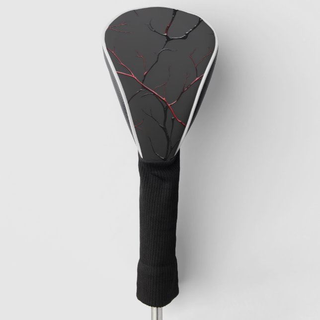 Black and Red Veins Golf Head Cover (Front)