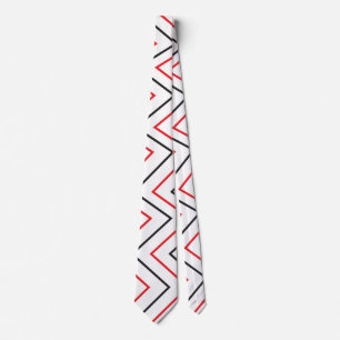 Black and Red Vertical Chevron Stripe Pattern Neck Tie