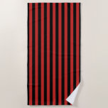 Black And Red Vertical Stripe Pattern Beach Towel at Zazzle