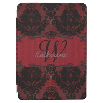 Black And Red Vintage Damask Grunge Style Ipad Air Cover by OldArtReborn at Zazzle