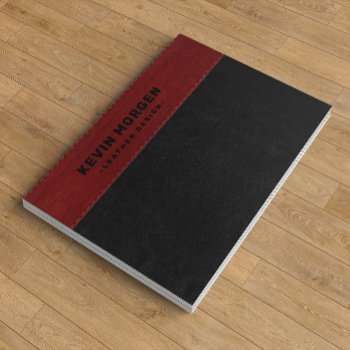 Black And Red Vintage Leather Aged Look Notebook by artOnWear at Zazzle
