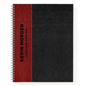 Black and red Vintage Leather Aged Look Notebook