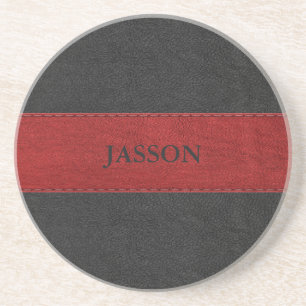 Black And red Vintage Leather Coaster