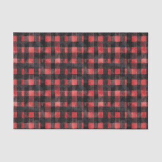 Black and Red Watercolor Plaid Design Tissue Paper