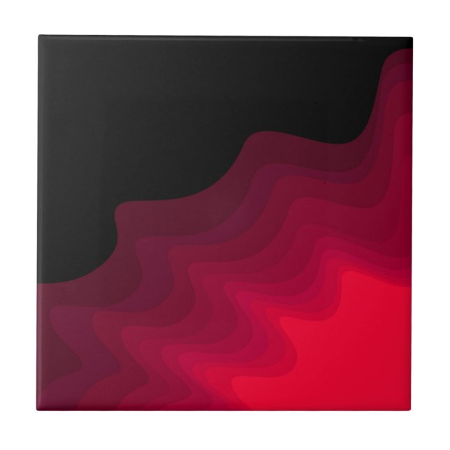 Black and red waves abstract painting Throw Pillow Ceramic Tile (Front)